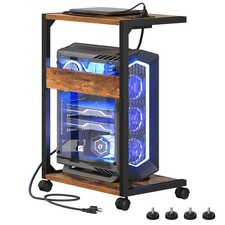 Computer Tower Stand, PC Stand with Charging Station, 2-Tier PC Tower Stand w...
