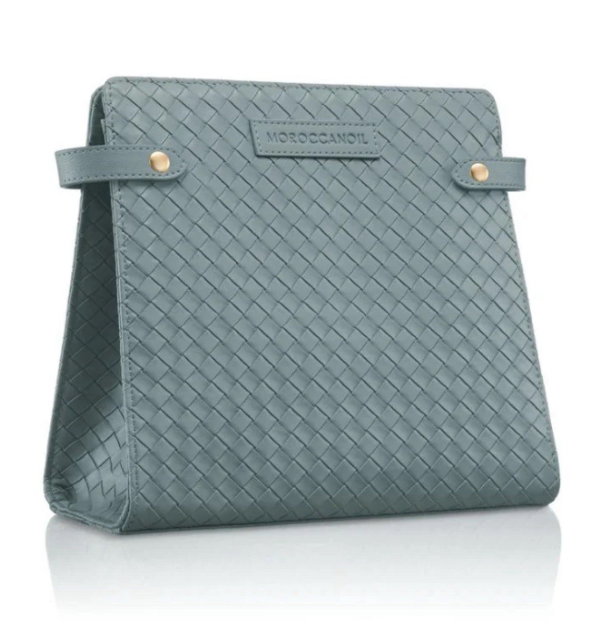 Moroccan Oil Blue-Gray Weave Cosmetic Makeup Toiletry Travel Zipper Bag NEW