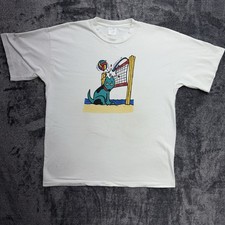 Vtg GTE Visa Promo Beach Volleyball Dog T-Shirt USA Single Stitch XL 90s 579