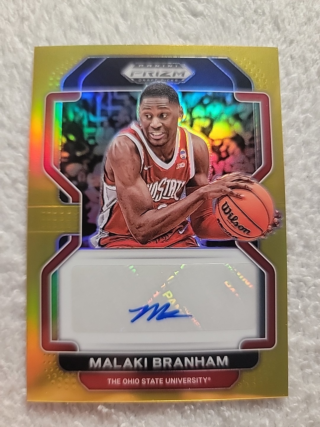 Maliki Branham 2022 Prizm Draft Gold Draft Picks Auto 6/10 Ohio State Read Desc 