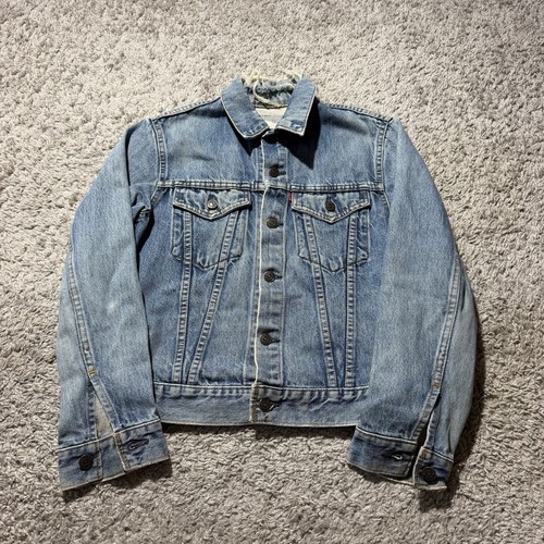 Levi's, VTG Levi's Denim Trucker Jacket Made In USA 38 S Distressed 1980s Button Up