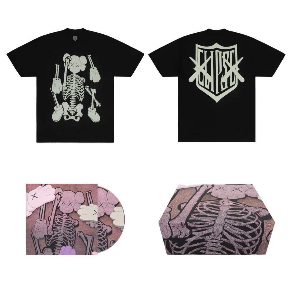 KAWS X CLIPSE LET GOD SORT EM OUT TEE BOX SET '2' - BLACK/ WHITE