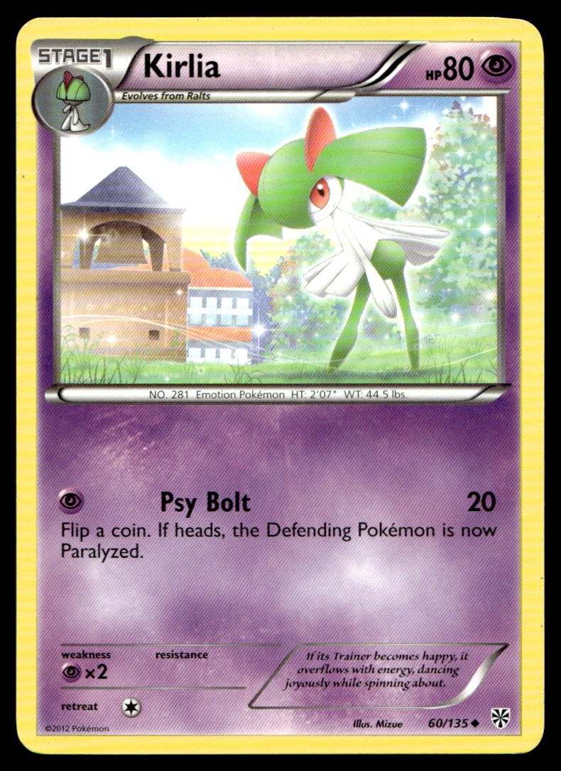 Kirlia 60/135 Uncommon Plasma Storm Pokemon Moderately Played