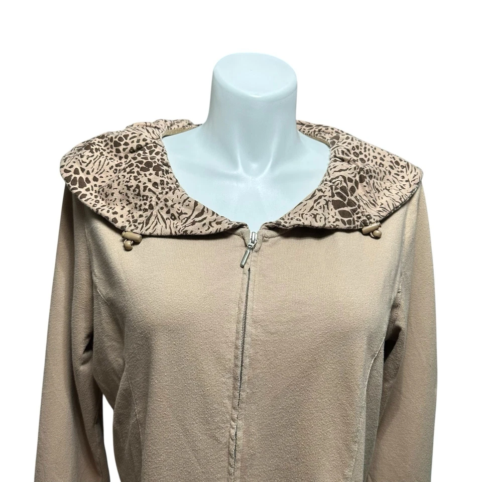 Chaqueta XL beige manga larga cremallera completa Allyson Whitmore Weekend para mujer Foto 2 de 4