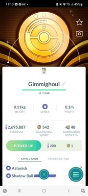 Pokemon Go Shiny Gimmighoul (Hintergrund) (Stufe 1)