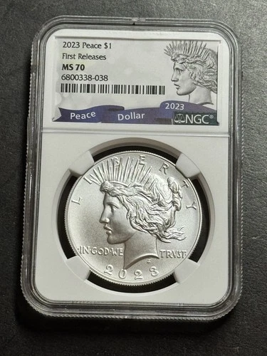 2023 Peace Silver Dollar $1 Graded NGC MS70 First Releases U.S. Mint Coin (1394)