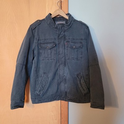 Levis Jacket Adult Size M Dark Gray Sherpa Lined Military Quilted Lined Work