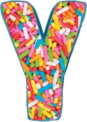 iscream  Lettermania Y Initial Sprinkles Print Fleece Back Microbead Pillow  16''
