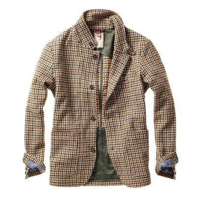 NWT Relwen Camel Guncheck Heritage Trap Blazer, Small, Retails $358