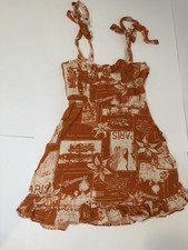 Urban Outfitters Jolene Postcard Print Linen Mini Dress Size Medium