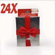 24 Macy's Gift Card Box Silver With Red Bow.                                 W3