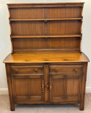 Ercol Wooden Cabinet with Hutch Shelves, 2 Doors, 2 Drawers, Brown