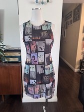 Nastygal Mesh Bodycon Mini Dress Cactus Tree California Sunset Rainbow Pastel 8