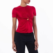 Versace Safety Pin Gathered Viscose Top Z-FS8...