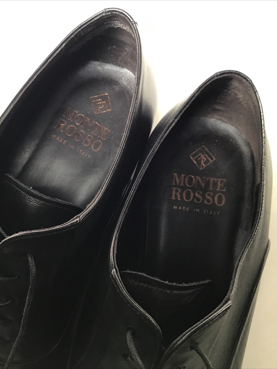 Monte Rosso CAP TOE Derby High End men Shoes Size 11 M Made in Italy Monte Rosso Black Leather Cap Toe Oxford Dress Shoes Men main image 2