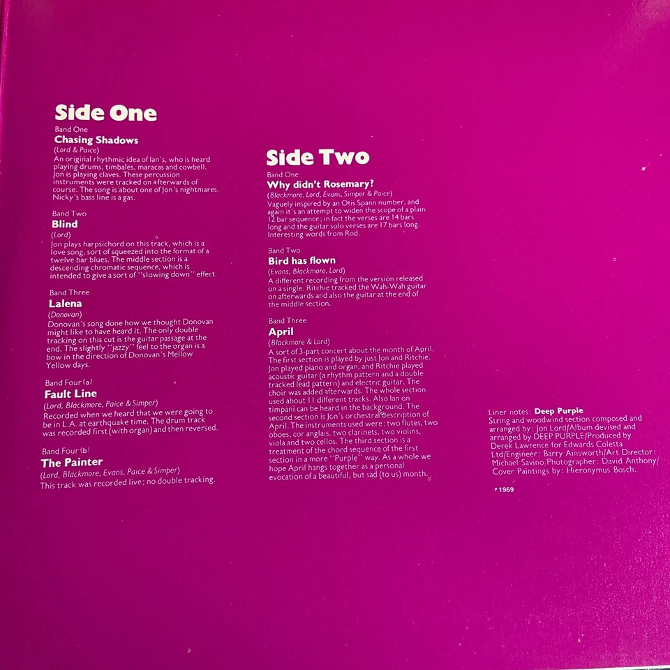 Deep Purple - Self Titled - LP 1968 WS 4514 Canada Tetragrammaton Records NM/M - Image 2 of 4