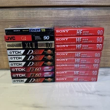 Lot 17 New Sealed Blank Audio Cassette Tapes Maxell XLII 90 High Bias Sony TDK