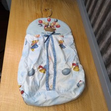 Vtg Blue Jean Teddy Diaper Stacker Hanging Organizer Nursery Baby Crip Hanger