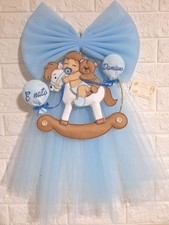 Fiocco Nascita bimbo o bimba Con Cavallino Personalizzato Con Nome E Led
