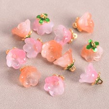10 Stk Blumenform 12mm Lampwork Glas Charms L...