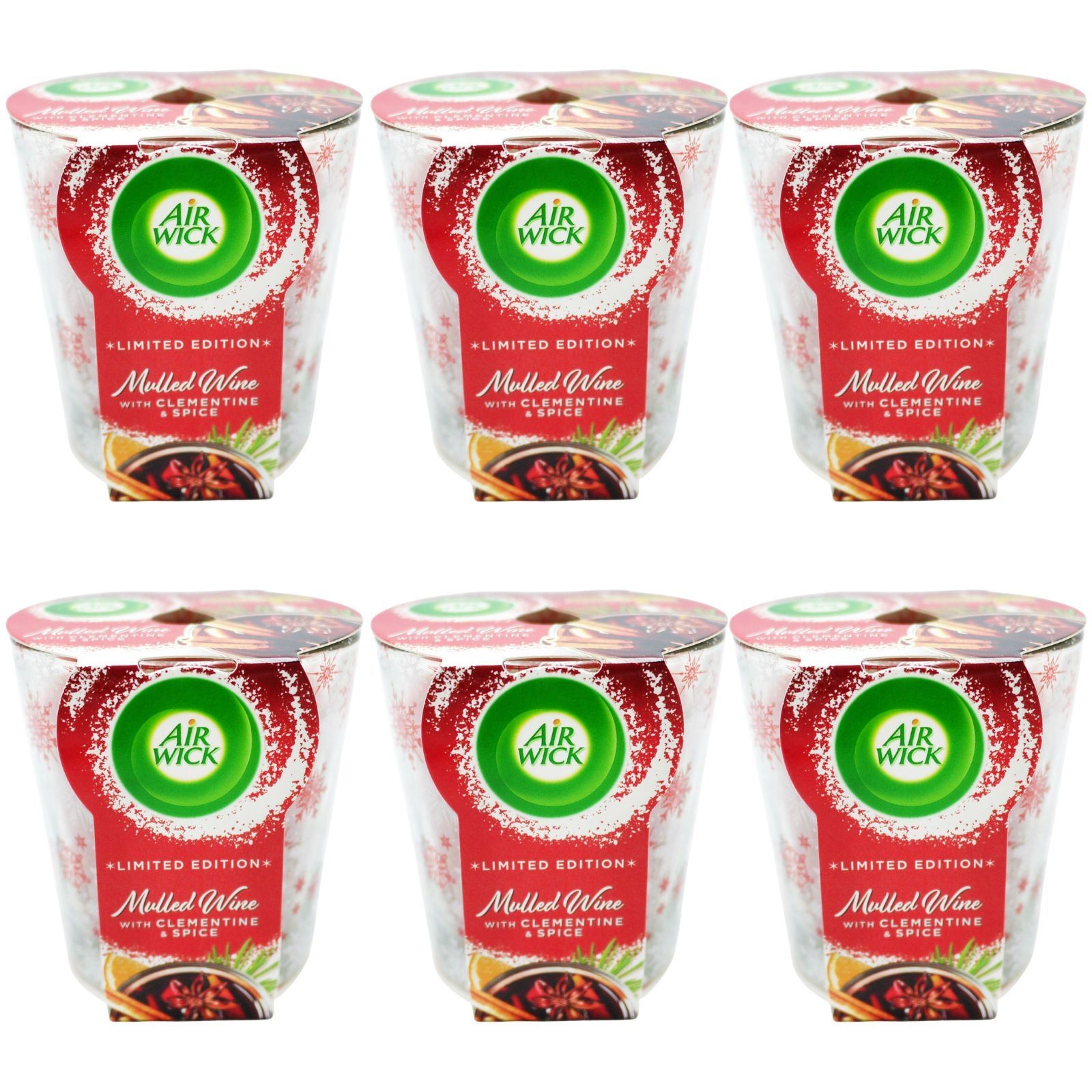 6x  Air Wick Candle Air Freshener, Mulled Wine Scent, 105g