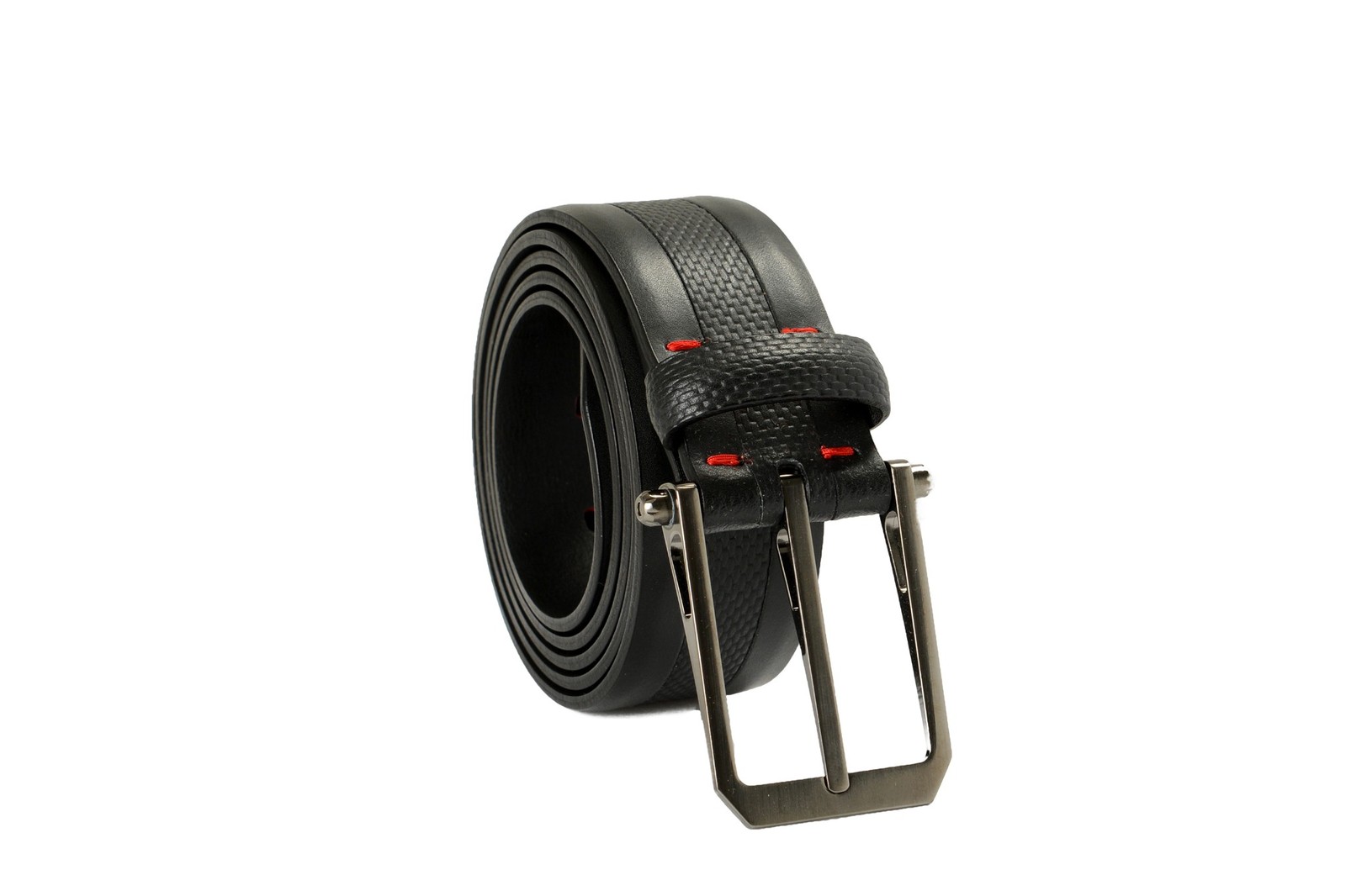 Scuderia Ferrari Men's Black Textured Leather Belt US 42 IT 105