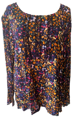 Adini 100% viscose shantoon top long sleeves crew neck frill front Size XXL/L2