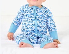 Little Sleepies Bamboo Zippy Sleepers Bundle Size 3-6m Blue Rainbows Loungewear