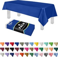 Blue Plastic Table Cloth Disposable 6 Pk 54in x 108in Plastic Tablecloths for