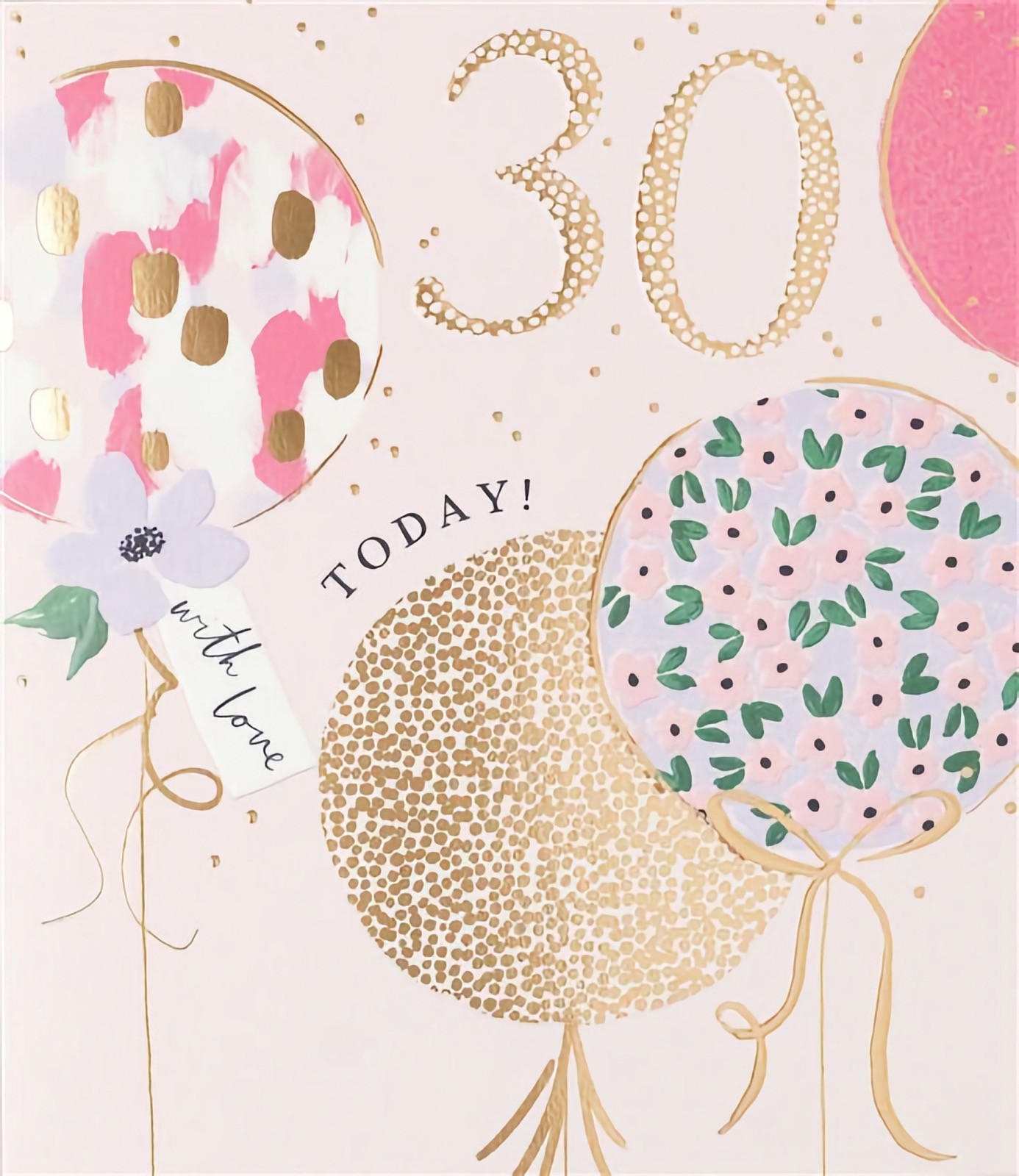 Happy 30th Birthday Premium Card Balloons Female Daughter Sister Granddaughter