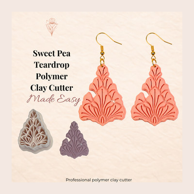 Sweet Pea Teardrop Polymer Clay Cutter 30-50 mm | Tonwerkzeug UK