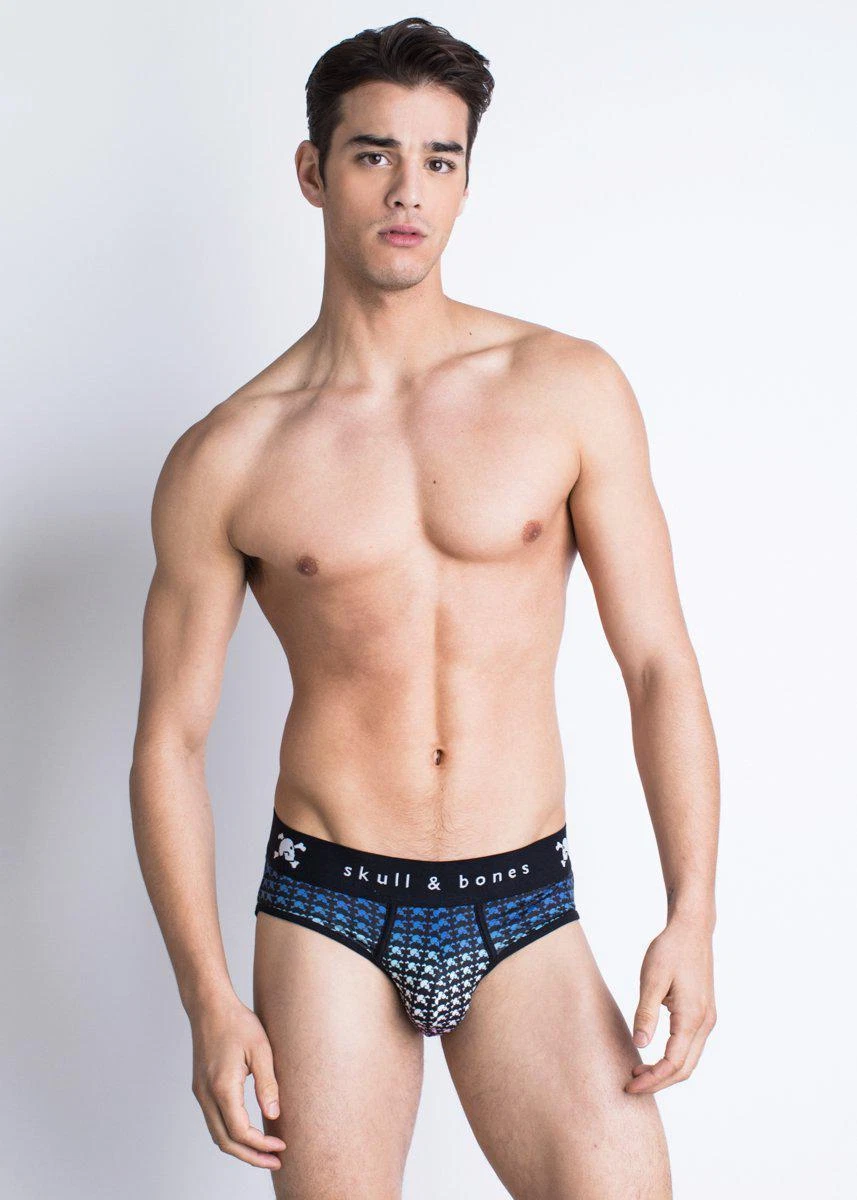 Skull and Bones Ombre Skull Brief White Black