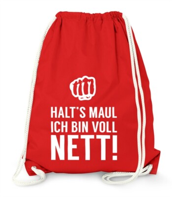 Shirtgeil Hipster Beutel Mit Spruch 'Halt's Maul, Ich Bin Voll Nett' – Turnbeutel Aus Baumwolle