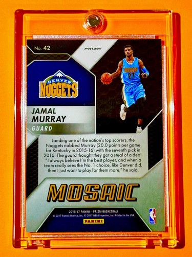 Jamal Murray RARE MINT SILVER REFRACTOR ROOKIE CARD PANINI PRIZM MOSAIC RC! - Picture 9 of 9