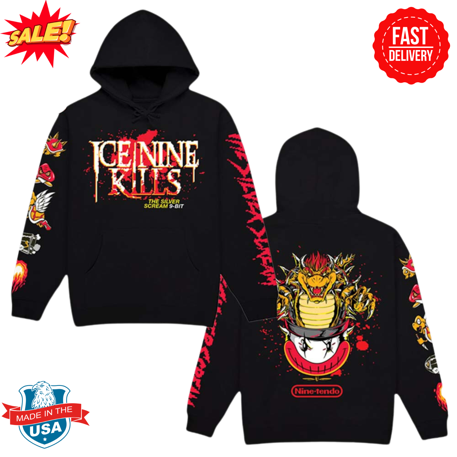 Ice Nine Kills The Silver Scream 9 Bit Final Boss Bowser 3D Hoodie S-5XL
