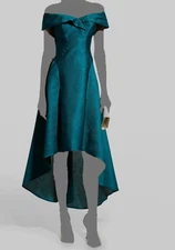 $560 Rickie Freeman by Teri Jon Womens Green Jacquard Off-Shoulder Dress Size 10