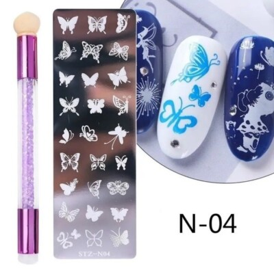 1 Estampador para diseños de uñas +  1 placa  Decora uñas Diseños Mariposas Dise