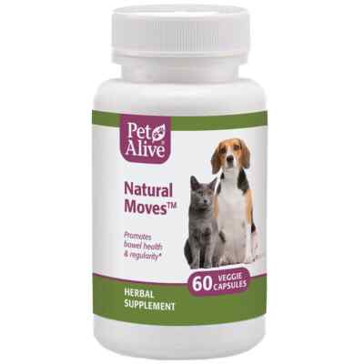 PetAlive Natural Moves Bowel Regularity in Cats and Dogs - 60 Caps - Newest Exp.