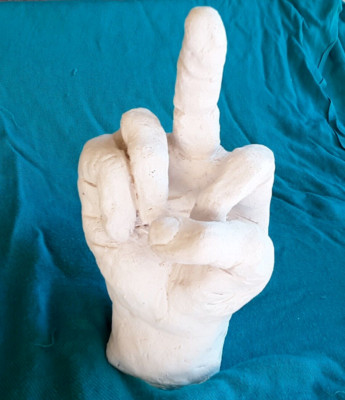 Give Someone the Finger - Artistically.  Hand Gesture Original Clay Sculpture