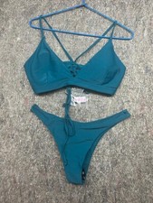 Zaful Womens Bikini Forever Young 2 Piece Swimsuit Padded Blue Size M/6