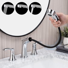 8 Inch Widespread Bathroom Faucet with Pull Out Sprayer, 3 Hole Faucet
