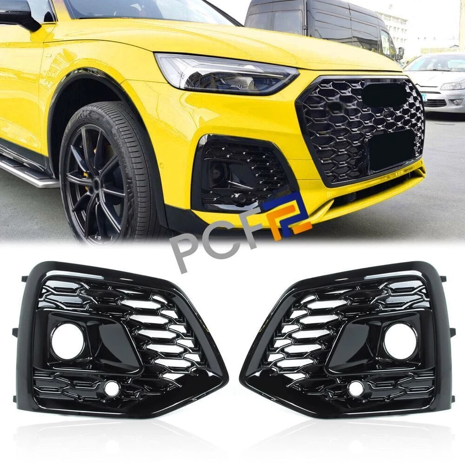 Передняя противотуманная фара ABS глянцевая черная сотовая крышка решетки для Audi Q5 SQ5 2021-2025 годов выпуска - Изображение 2 из 4