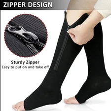 3 Pair Zippered Compression Socks 20-30mmHg Men Women Graduated Support Stocking