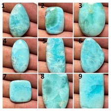 Natural Larimar Gemstone Cabochon Loose Semi Precious Stone For Jewelry J 9544