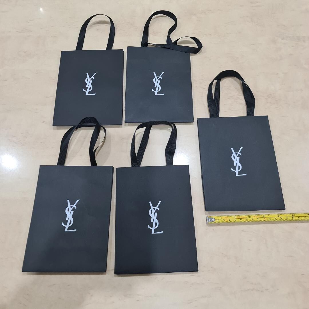 YSL Small Black Ribbon Handle Gift Bags Approx 19CM X 14CM X 7CM
