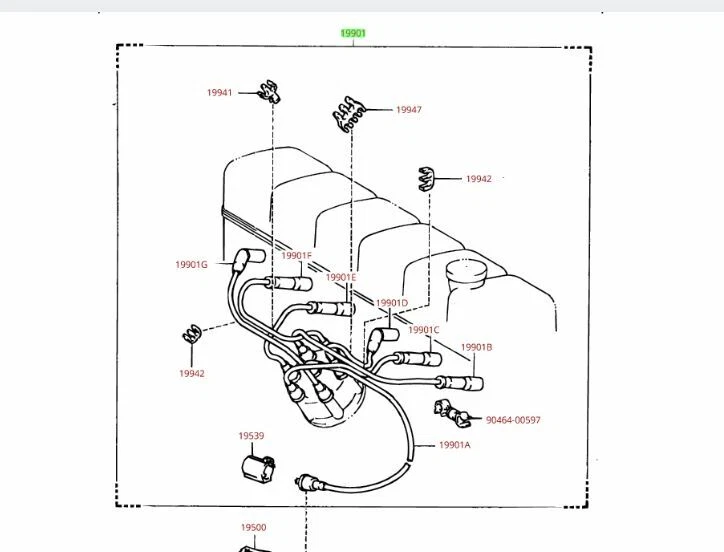 Toyota 1990 4,0 L 3FE Land Cruiser kit de puesta a punto con cables originales OEM Foto 2 de 3