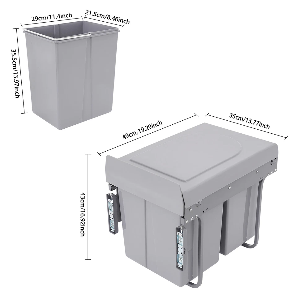 Cubo de basura de reciclaje extraíble de 40 L para cocina deslizante Foto 2 de 4