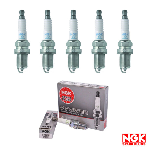 New Set of 5 Genuine NGK V-Power Spark Plugs BKR6E / 6962
