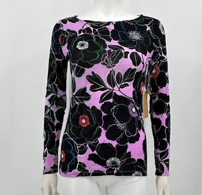 Halogen Top Floral Mesh Long sleeves Johana Sz S NEW NWT N89
