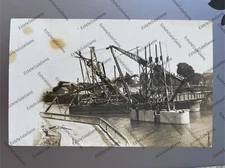 Antique RPPC Real Photo Postcard bridge being built? construction on river